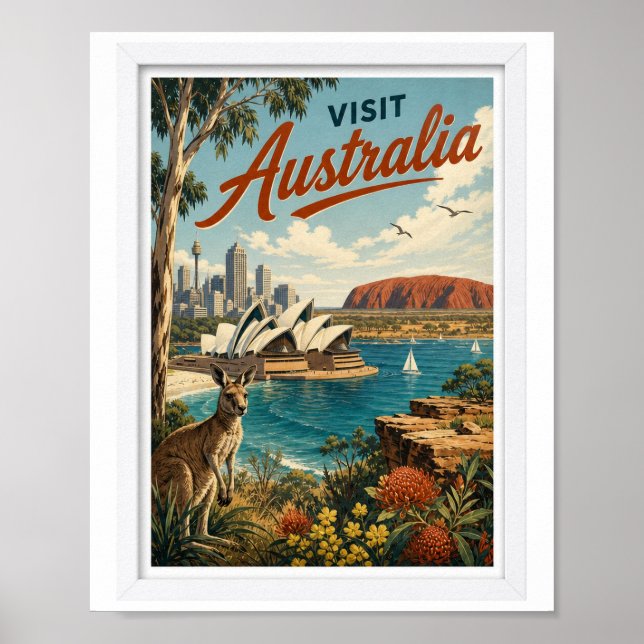 Besök Australien Resa Vintage Poster (Framsidan)