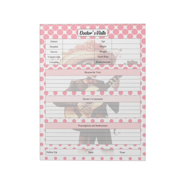 Besök av Cute Sugar Skull Doktor Anteckningsblock (Roterad)