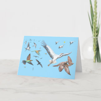 Besök av flyttfåglar Illustration Helgkort