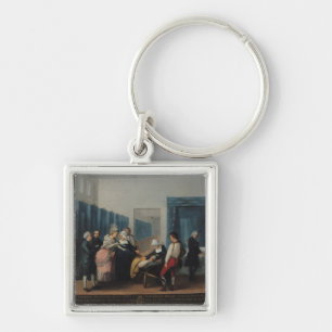 Besök av Monsieur och madamen Necker Fyrkantig Silverfärgad Nyckelring