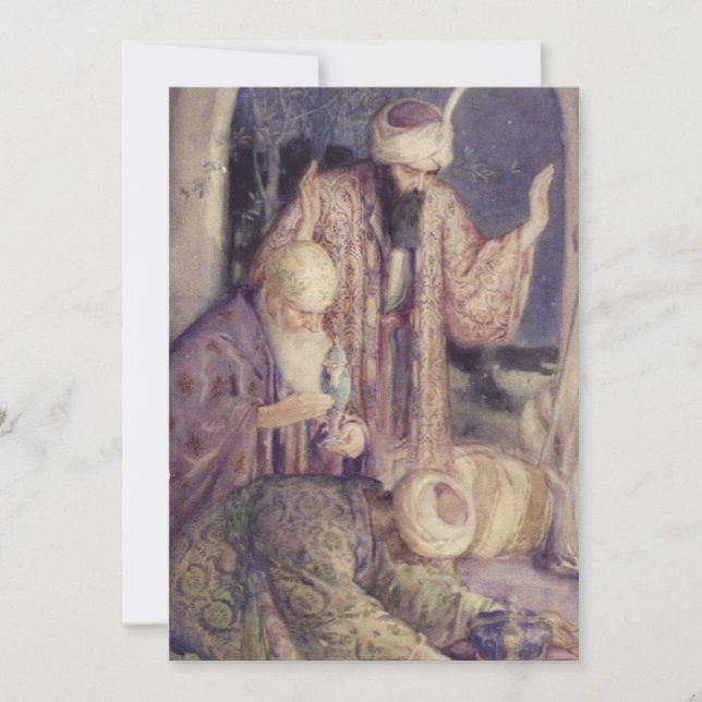 Besök av tre Kung Vintage-jul Julkort (Framsida)