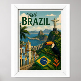 Besök Brasilien Resa Vintage Poster