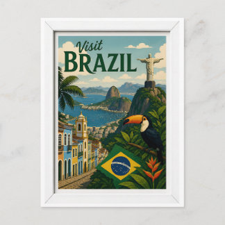 Besök Brasilien Resa Vintage Vykort