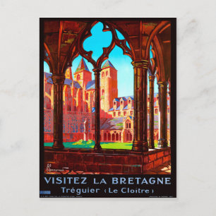 Besök Bretagne, Frankrike, fransk katedral, vintag Vykort
