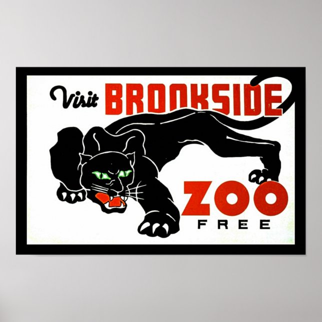 Besök Brookside Zoo Free - WPA Poster med Panther (Framsidan)