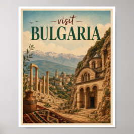 Besök Bulgarien Resa Vintage Poster