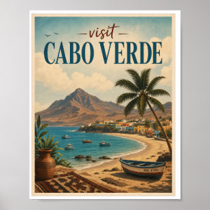 Besök Cabo Verde Travel Vintage Poster