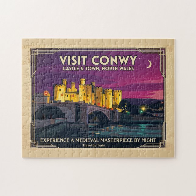 Besök Conwy Castle Vintage Style Resemålning Poste Pussel (Horisontell)