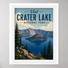 Besök Crater Lake National Park Resa Vintage Poster