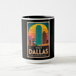 Besök Dallas – Retro Skyline Travel Mugg