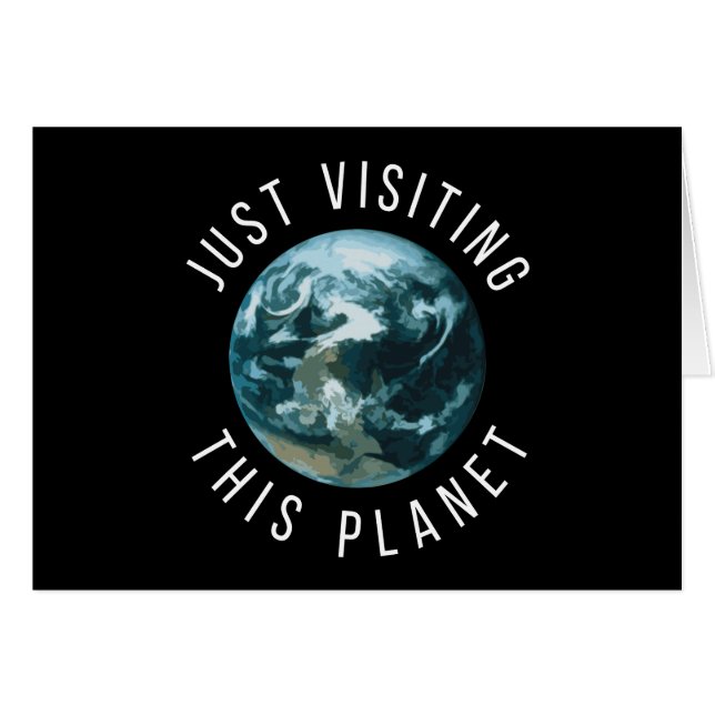 Besök den här planeten Black Hälsningskort (Framsidan Horizontal)