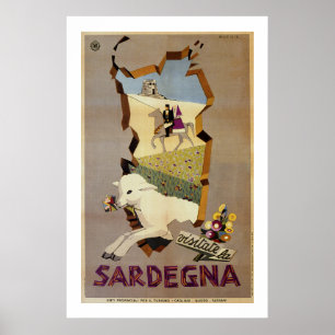 Besök den italienska vintagen Sardinien Poster
