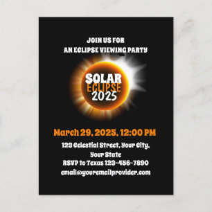 Besök den partiella Solar Eclipse 3/29/2025 USA Inbjudan Vykort