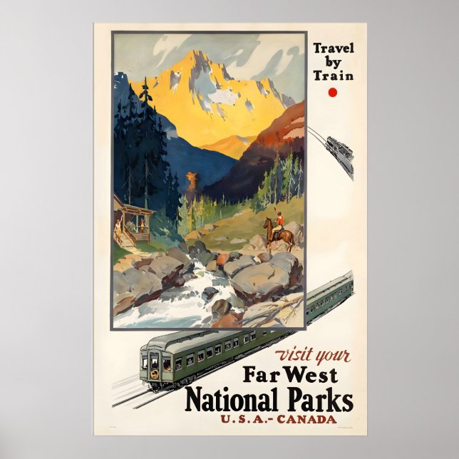 Besök dina nationella parker längst västerut USA K Poster (Framsidan)