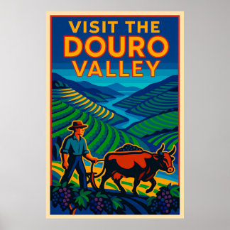 Besök Douro Valley Art Deco Travel Poster