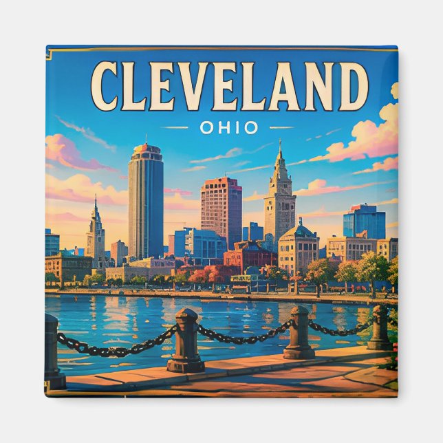 🌆 Besök downtown Cleveland Ohio  Magnet (Framsidan)