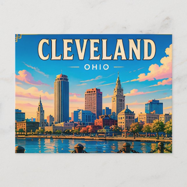 🌆 Besök downtown Cleveland Ohio  Vykort (Framsida)