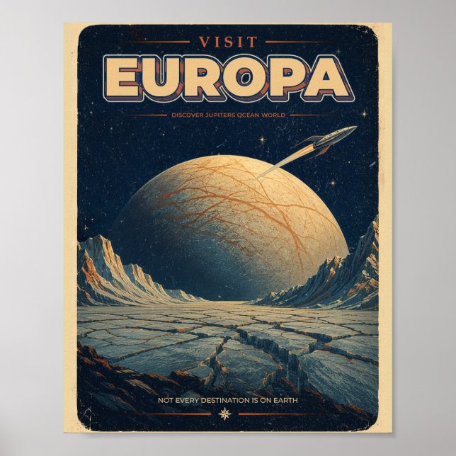 Besök Europa – Vintage Rymdresor Poster  (Framsidan)