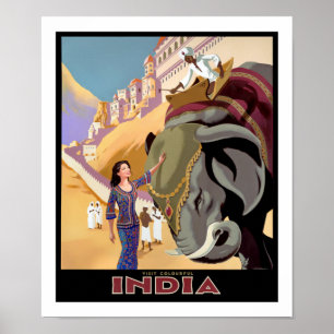 Besök färgade Indien Poster