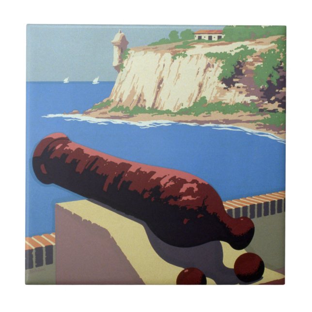 Besök fästningen El Morro, Puerto Rico, Gamla San  Kakelplatta (Framsidan)