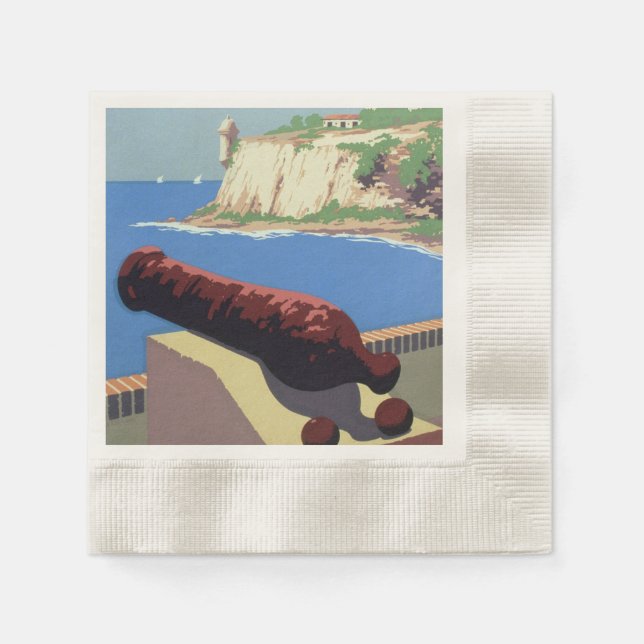 Besök fästningen El Morro, Puerto Rico, Gamla San  Pappersservett (Framsidan)