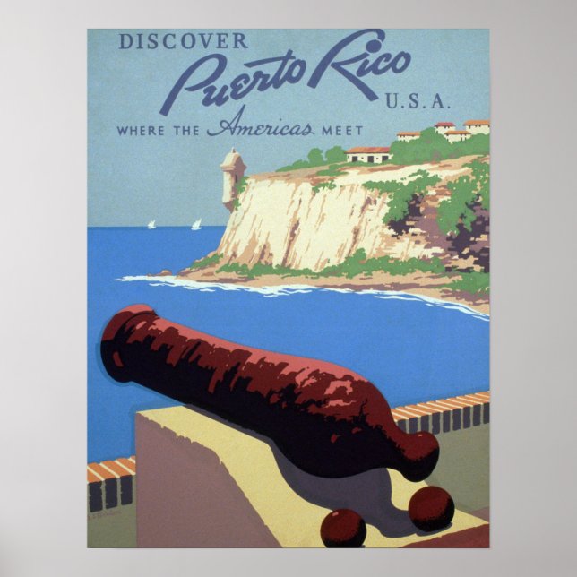 Besök fästningen El Morro, Puerto Rico, Gamla San  Poster (Framsidan)