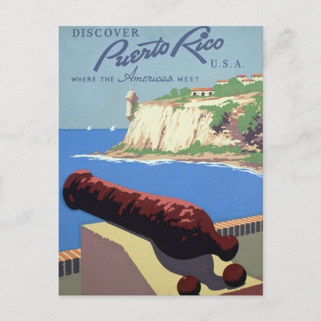 Besök fästningen El Morro, Puerto Rico, Gamla San  Vykort (Framsida)