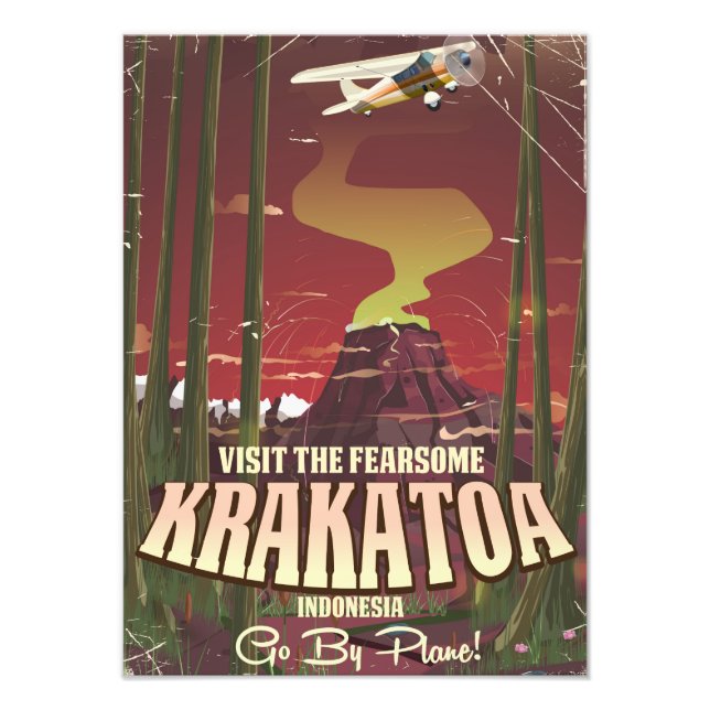 Besök Fearsome Krakatoa Travel-affischen Fototryck (Framsidan)