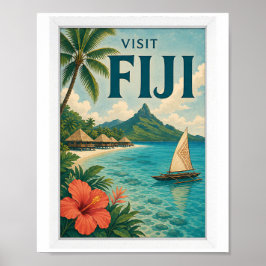 Besök Fiji Travel Vintage Poster