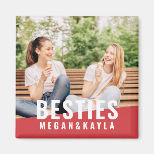 Besök för bästa vänner BFF Modern Chic Foto Magnet