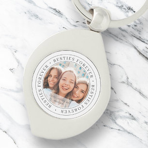 Besök för BFF - enkelt Modern Anpassningsbar-fot Swirl Silverfärgad Nyckelring