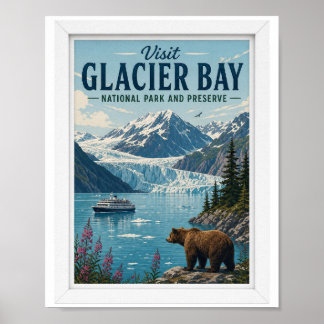 Besök Glacier Bay National Park Resa Vintage Poster