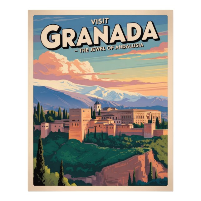 Besök Granada Vintage resor Art Fototryck (Framsidan)