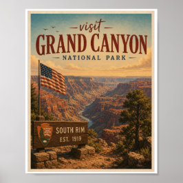 Besök Grand Canyon National Park Resa Vintage Poster