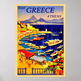 Besök Grekland, Aten-Vintagen Poster