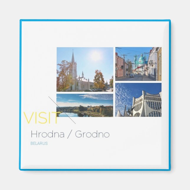 Besök Grodno Belarus Land View Travel Magnet (Framsidan)