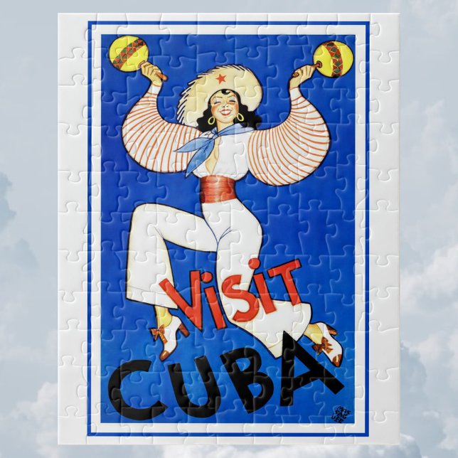 Besök Havana, Kuba, Vintage Resa Affisch Maracas Pussel (Skapare uppladdad)