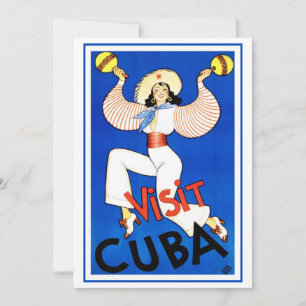Besök Havana, Kuba, Vintage Resaaffisch Maracas