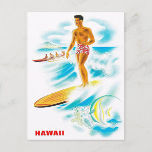 Besök Hawaii - Surfing - Vintage resor Vykort