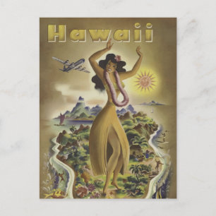 Besök Hawaii - Vintage resor Vykort