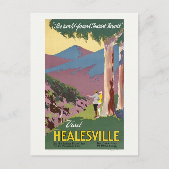 Besök Healesville Australia Vintage affisch 1927 Vykort (Framsida)