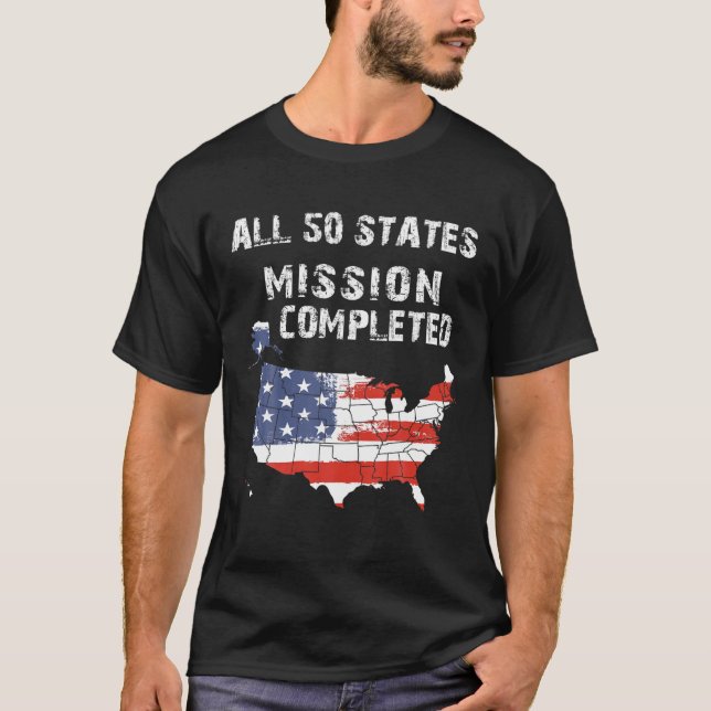 Besök hela 50 stater Amerikanska resans geografisk T Shirt (Framsida)