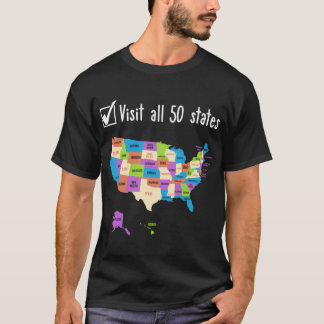 Besök hela 50 stater USA:s Karta Travel T Shirt