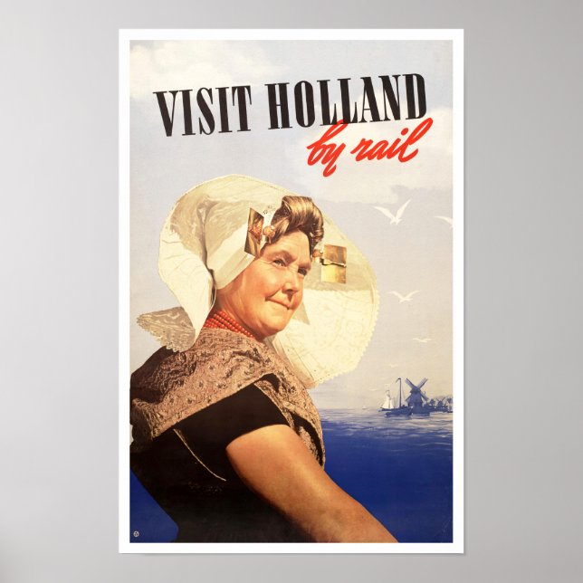 Besök Holland med järnväg vintage resor Poster (Framsidan)