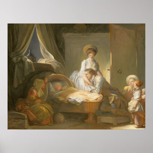 Besök i Nursery - Jean Fragonard Fine Art Poster (Framsidan)