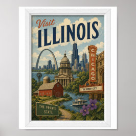 Besök Illinois Resor Vintage Poster