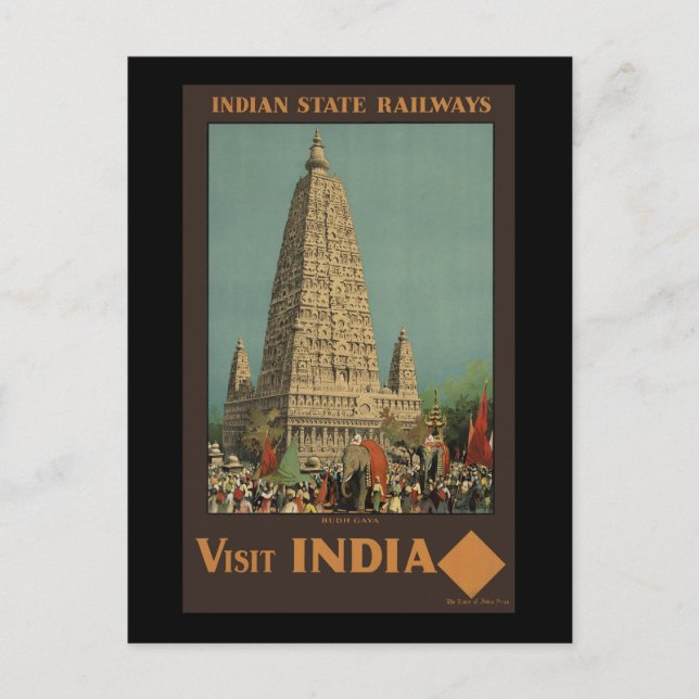 Besök India Budh Gaya Vykort (Framsida)