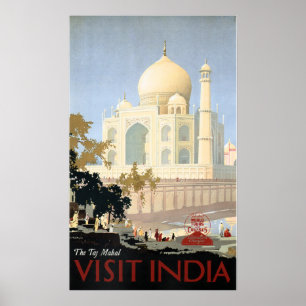 Besök INDIA TAJ MAHAL Tours Vintage resor Poster
