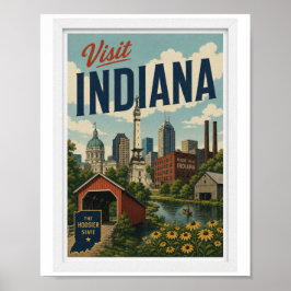 Besök Indiana Resor Vintage Poster
