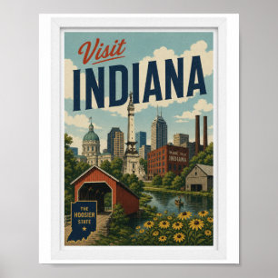 Besök Indiana Resor Vintage Poster